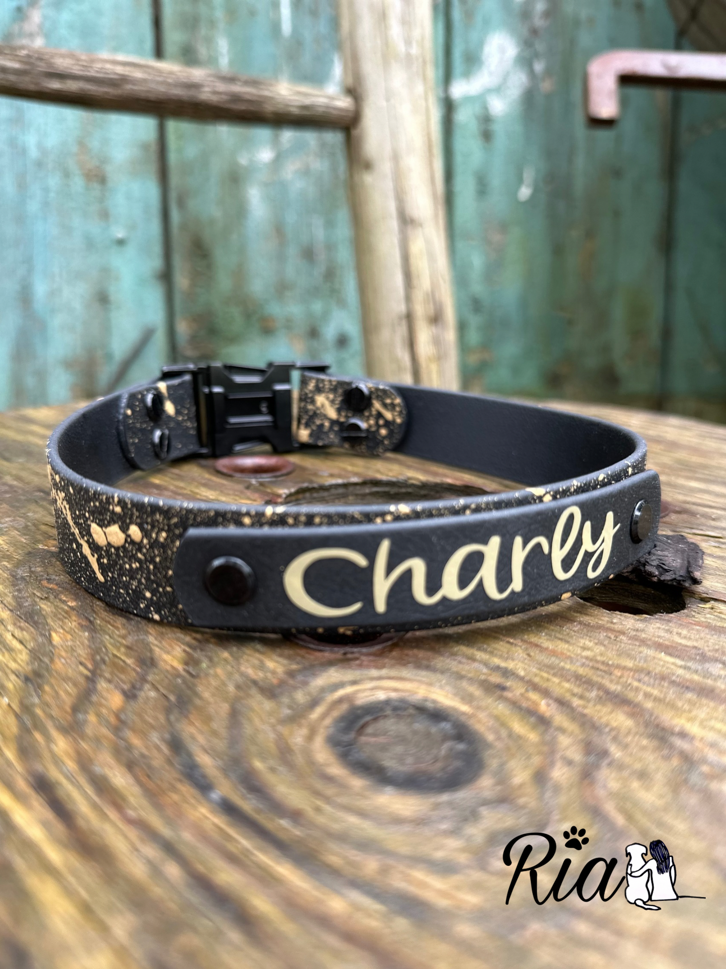 Biothane Halsband - Personalisiert und mit Farbklecksen